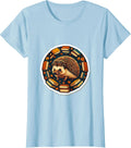 Women's Fall Teacher Hedgehog with Stacked Books Design T-Shirt - Baby Blue