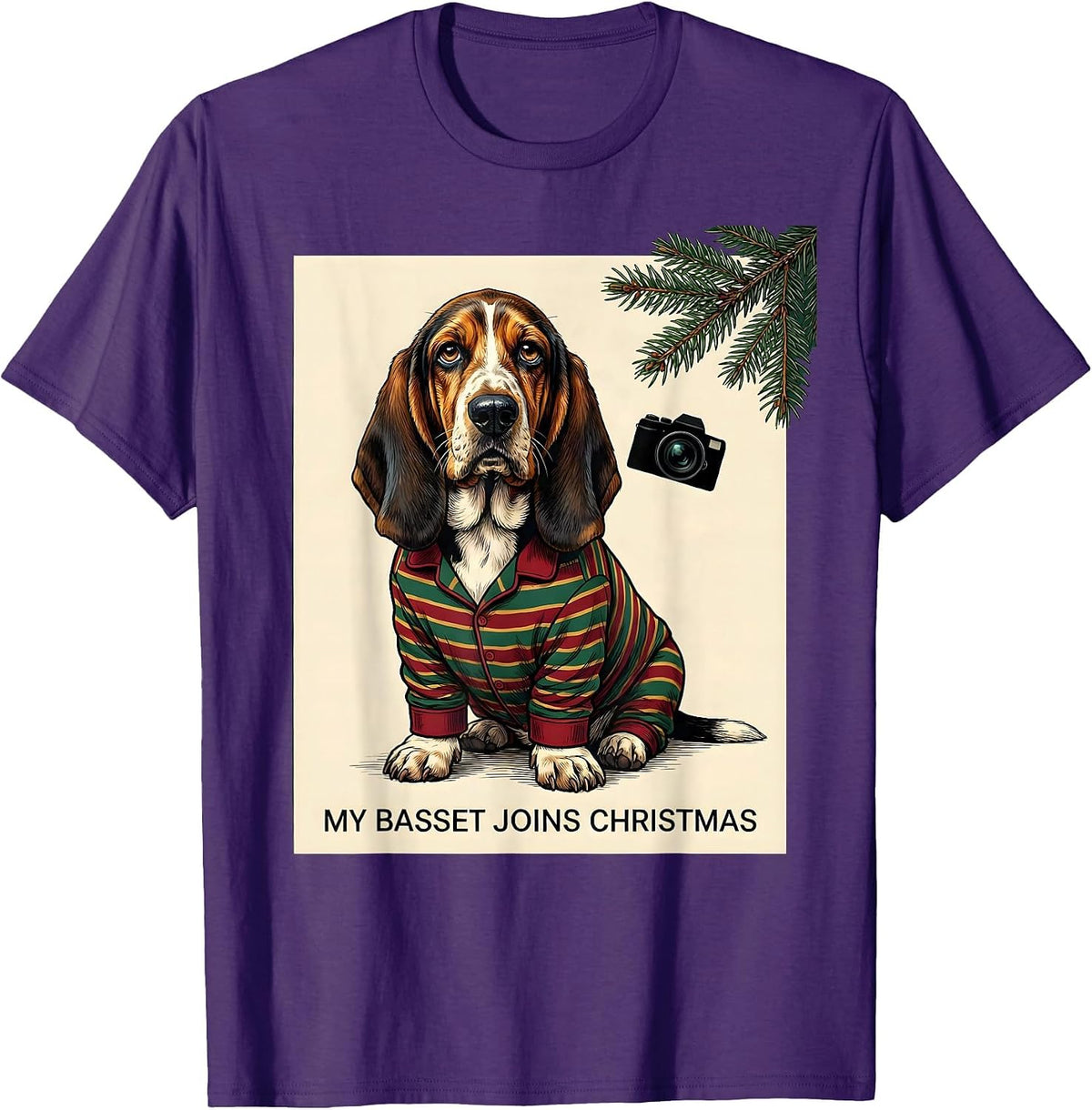 Men's My Basset Joins Christmas Funny Dachshund Dog Lover T-Shirt - Purple