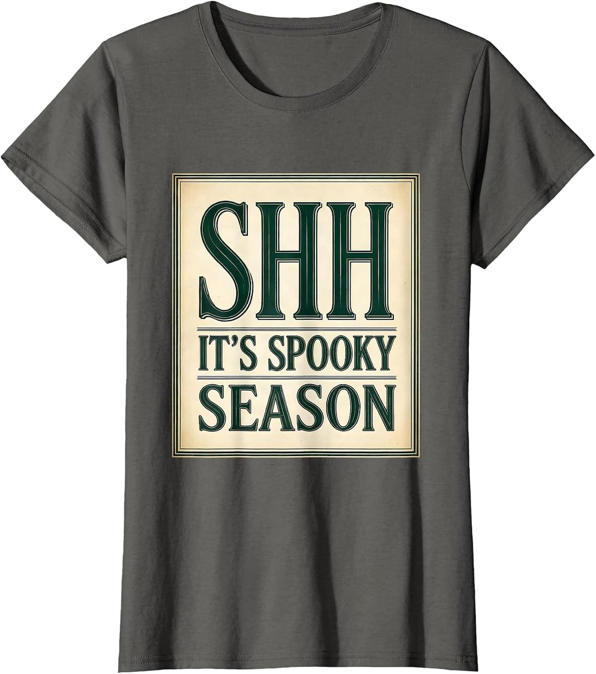 Women's Boo Crew Librarian Shh It's Spooky Season T-Shirt - Asphalt Grey