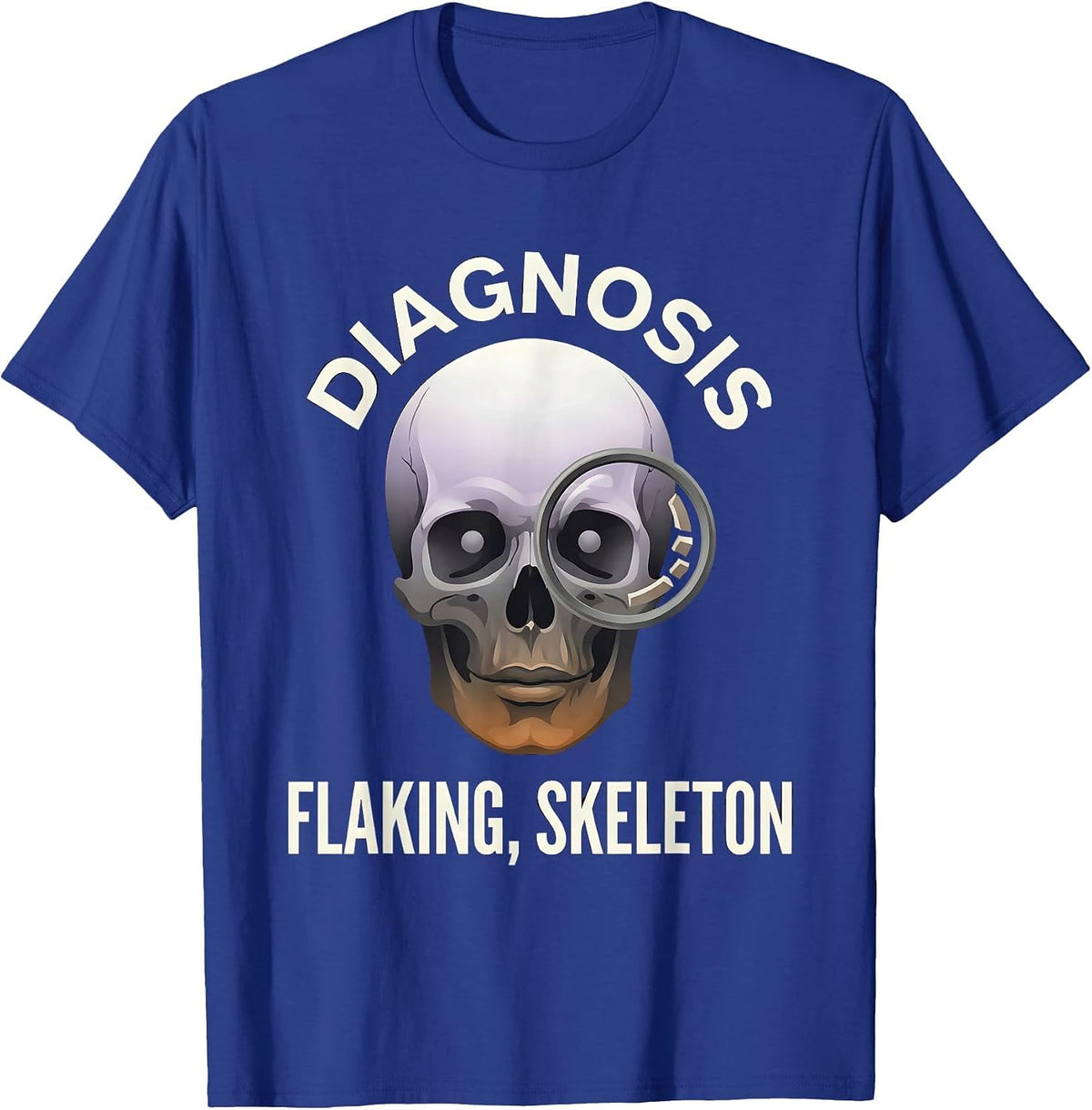 Men's Diagnosis: Flaking Skeleton Halloween Dermatology T-Shirt - Royal Blue