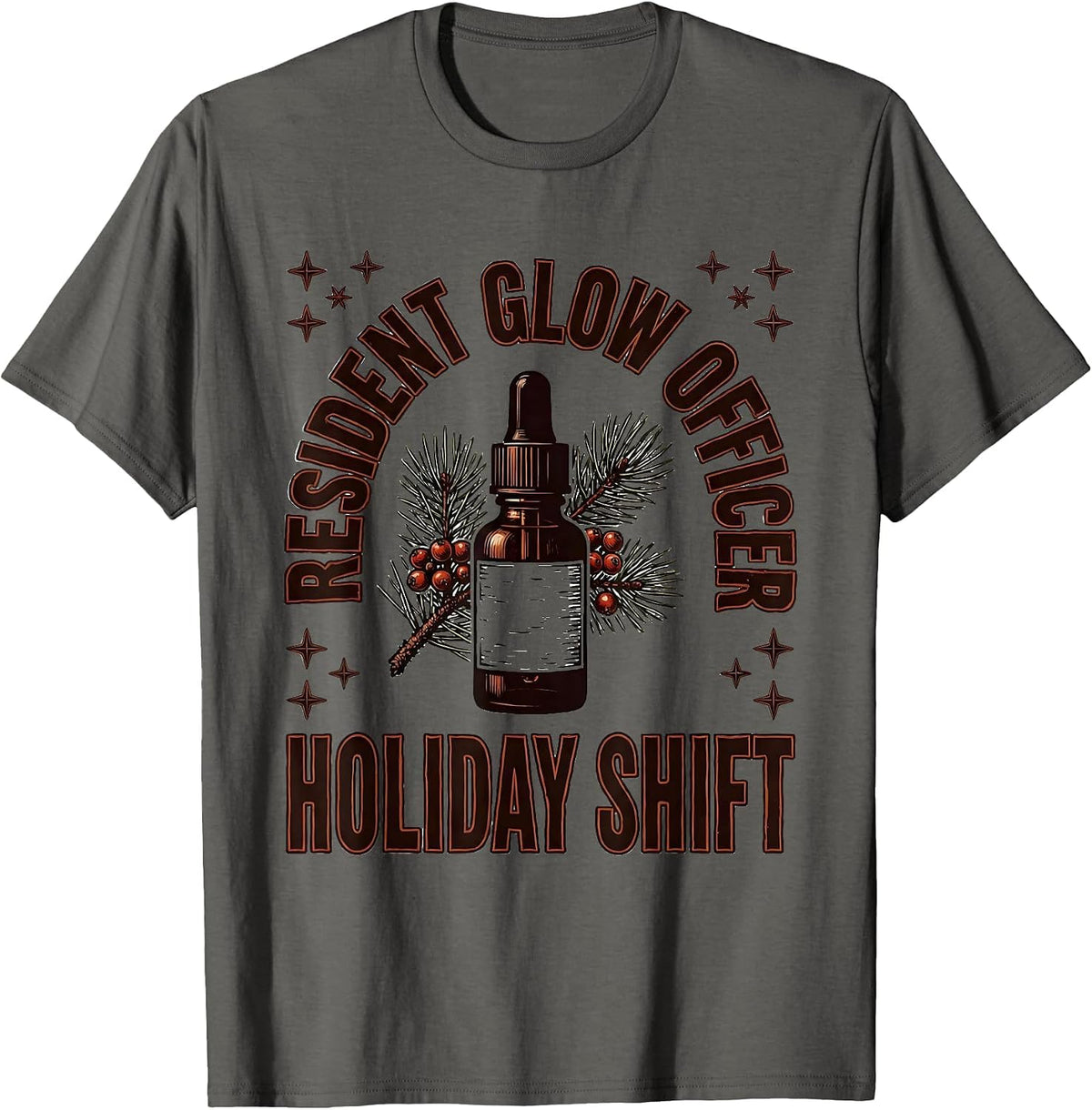 Resident Glow Officer Holiday Shift Esthetician Dermatology T-Shirt - Asphalt Grey