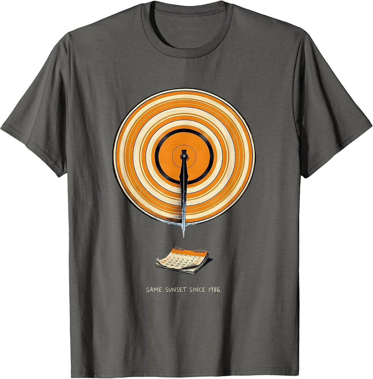 Same Sunset Since 1986 Retro 80s Synthwave Nostalgia T-Shirt - Asphalt Grey