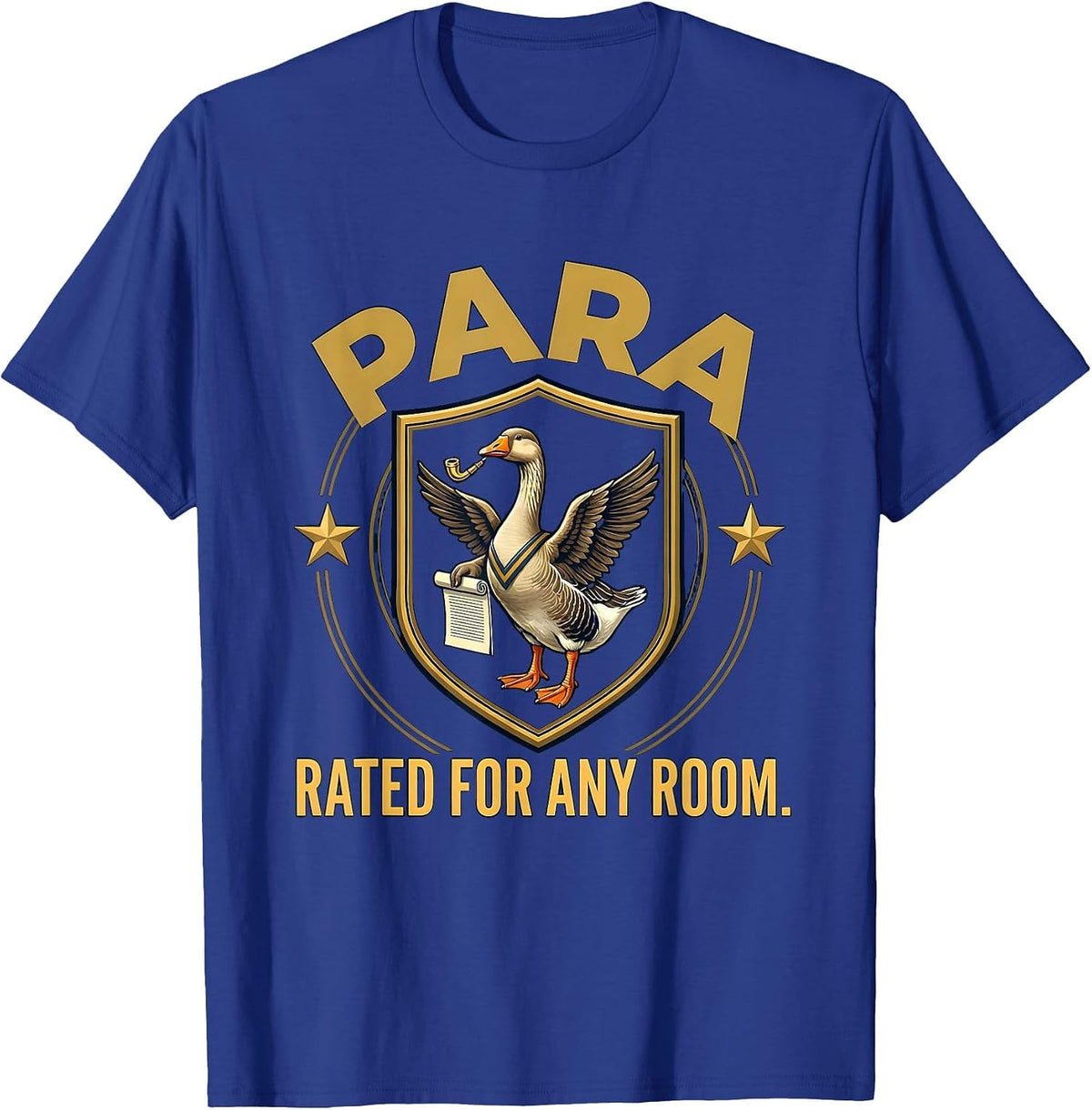 Men's Para: Rated For Any Room Funny Paraprofessional SPED Teacher T-Shirt - Royal Blue