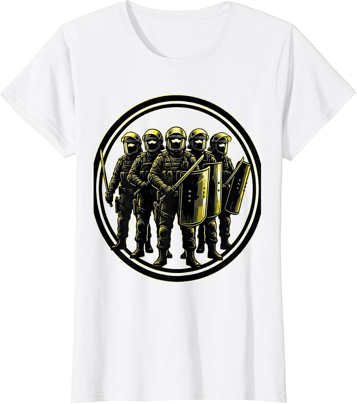 Riot Gear Formation Police Officer Graphic T-Shirt - White