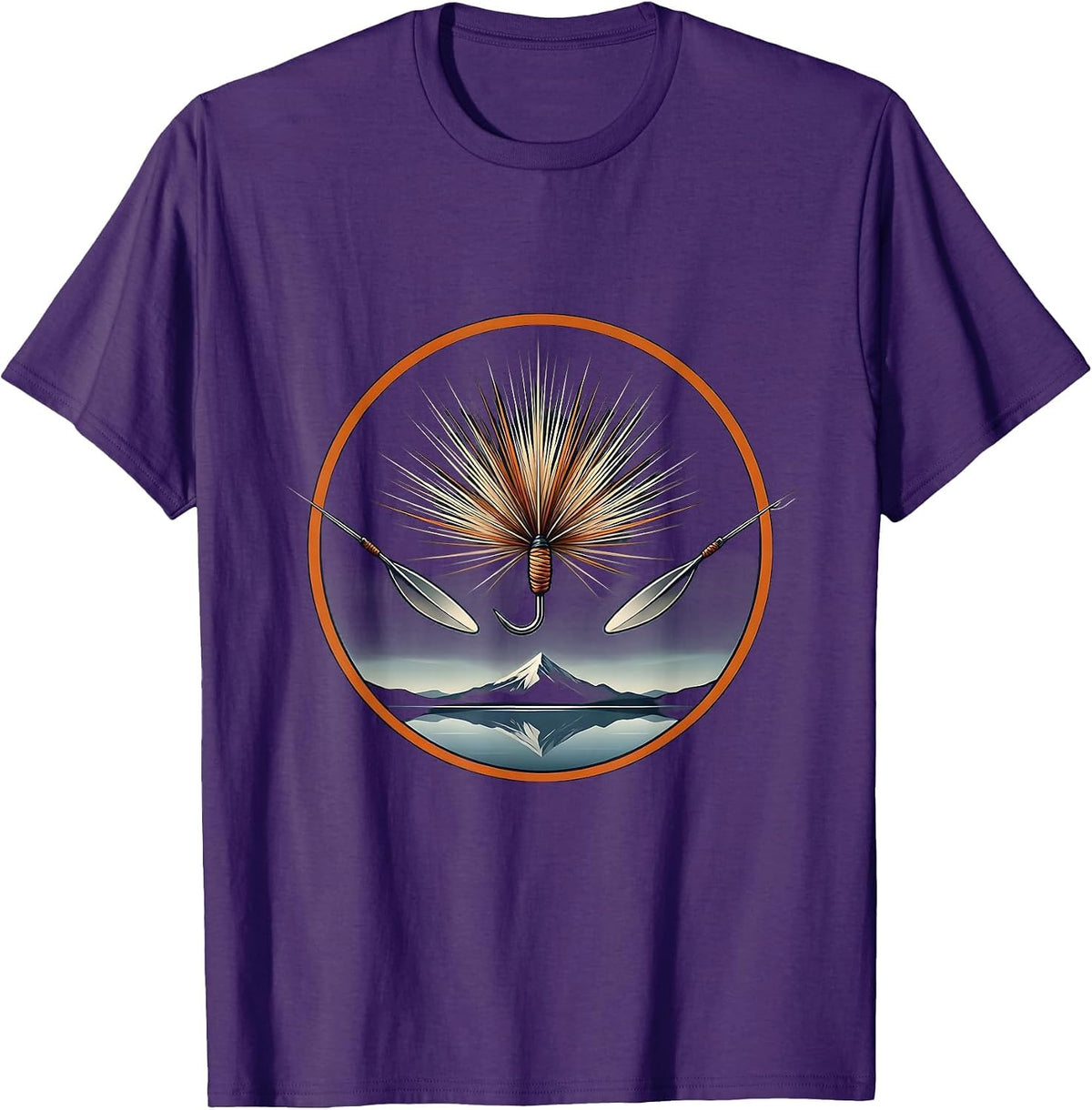 Men's Vintage Tin Fishing Tackle and Flies Illustration T-Shirt - Purple
