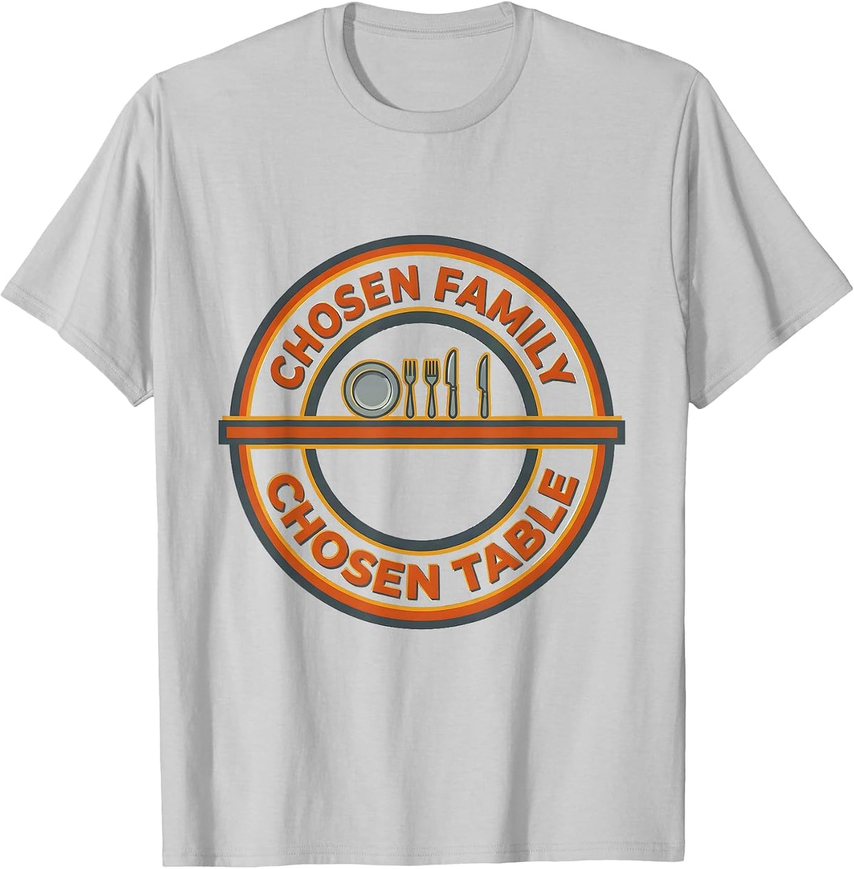 Men's Chosen Family Chosen Table Playful Friendsgiving Matching T-Shirt - Silver Grey
