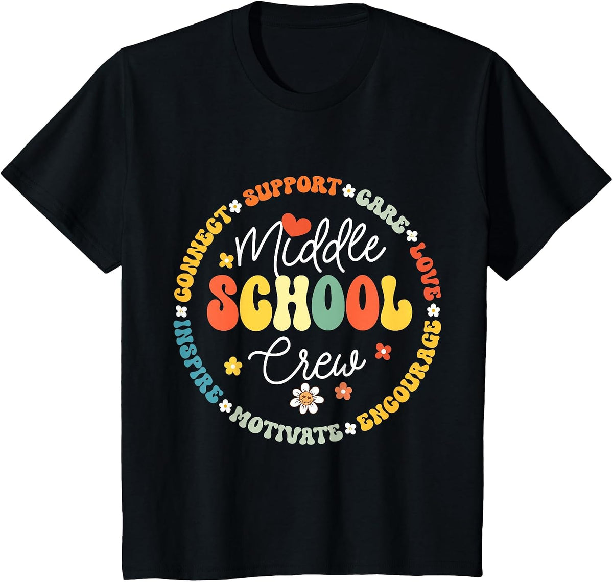 Middle School Crew Back to School for Teacher T-Shirt - Black