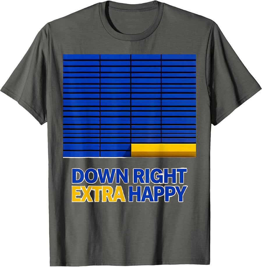 Down Right Extra Happy Funny Down Syndrome Awareness Family T-Shirt - Asphalt Grey