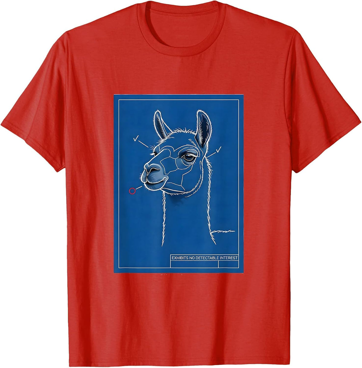 Men's Exhibits No Detectable Interest Funny Llama Alpaca Humor T-Shirt - Red