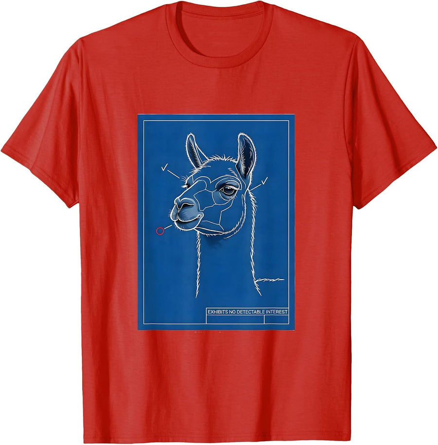 Men's Exhibits No Detectable Interest Funny Llama Alpaca Humor T-Shirt - Red