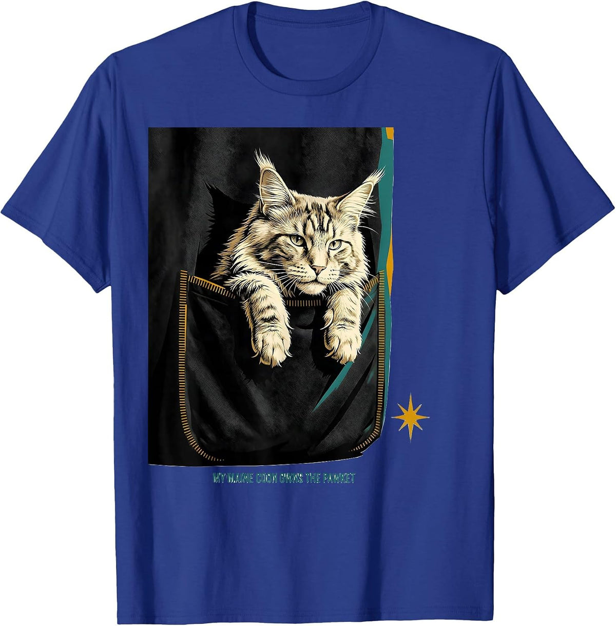 My Maine Coon Owns The Pawket Cute Cat Lover Midcentury T-Shirt - Royal Blue