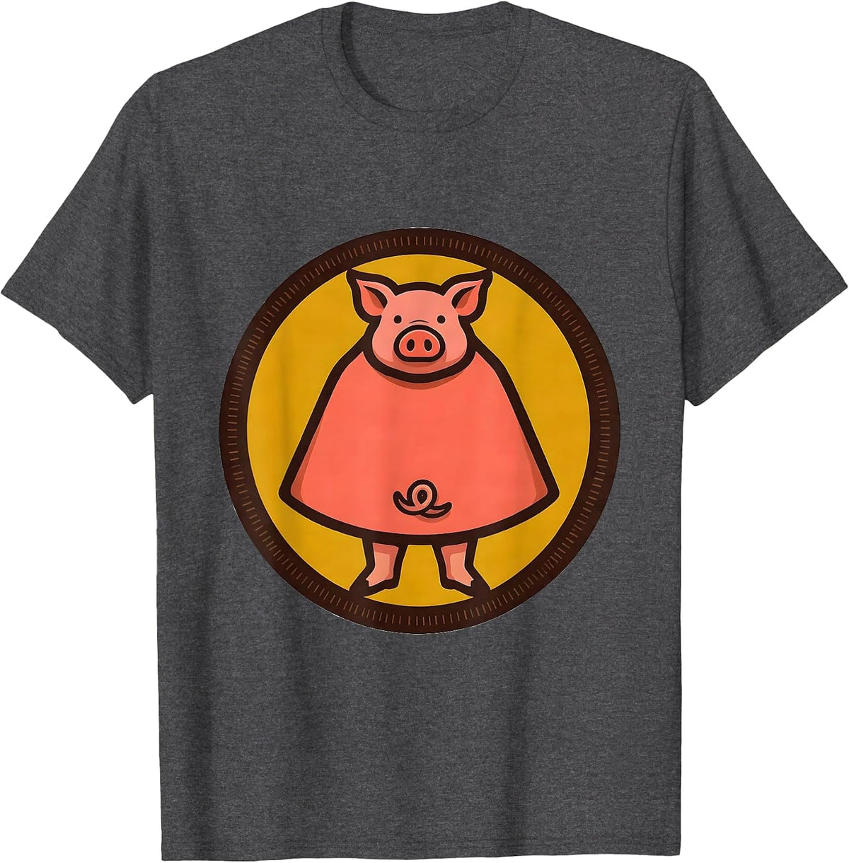 Men's Sealed Pig Badge Screenprint Poster Pig Lover Halloween T-Shirt - Dark Heather Grey