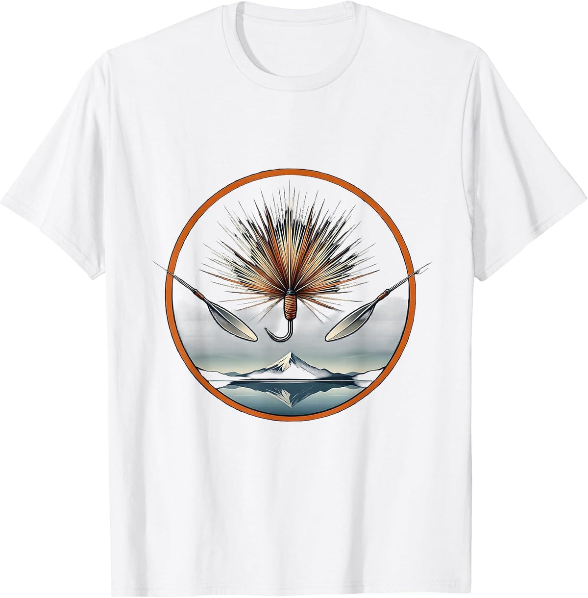 Men's Vintage Tin Fishing Tackle and Flies Illustration T-Shirt - White