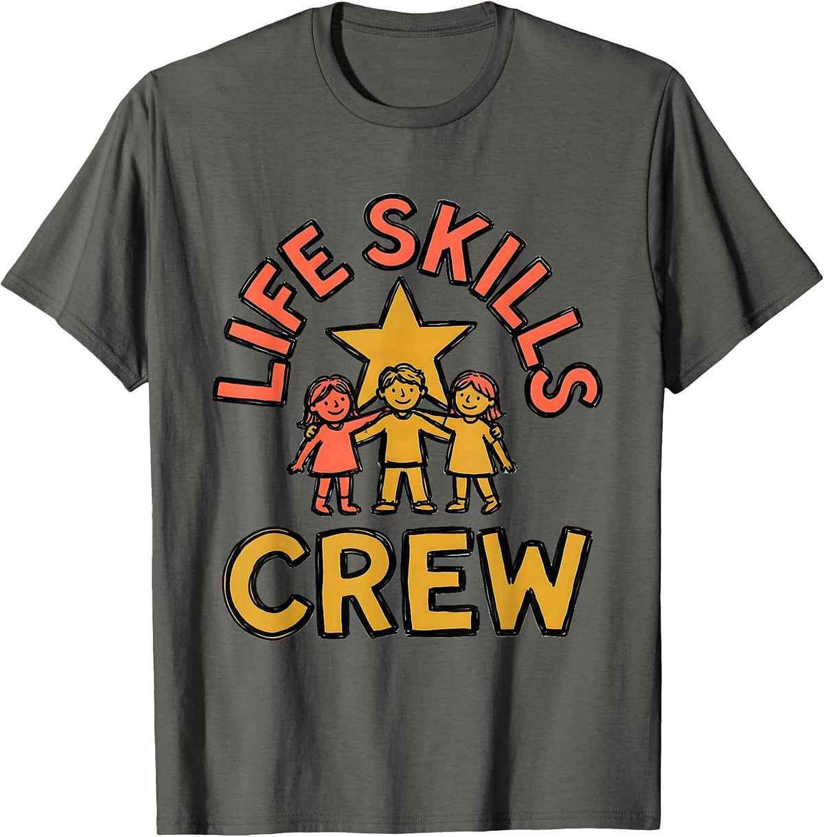Life Skills Crew Teacher Team Back To School SPED Squad T-Shirt - Asphalt Grey