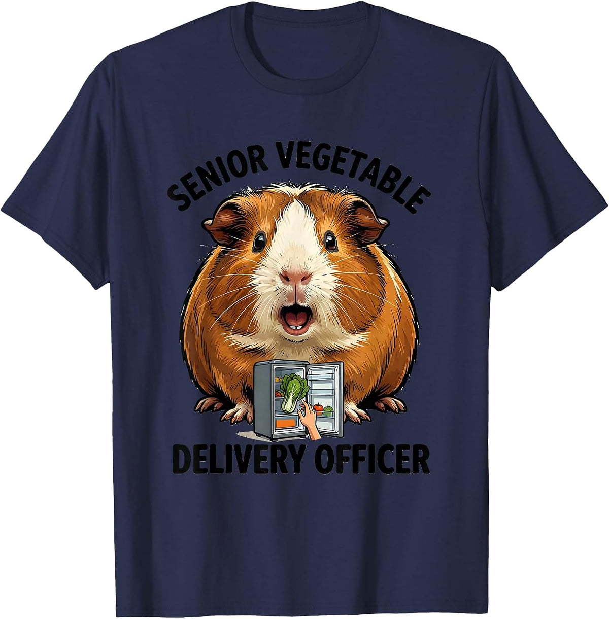 Senior Vegetable Delivery Officer Cute Guinea Pig Pet Lover T-Shirt - Navy Blue