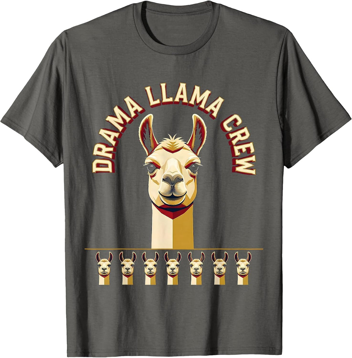 Men's Drama Llama Crew Funny Llama Lover Novelty Gift T-Shirt - Asphalt Grey
