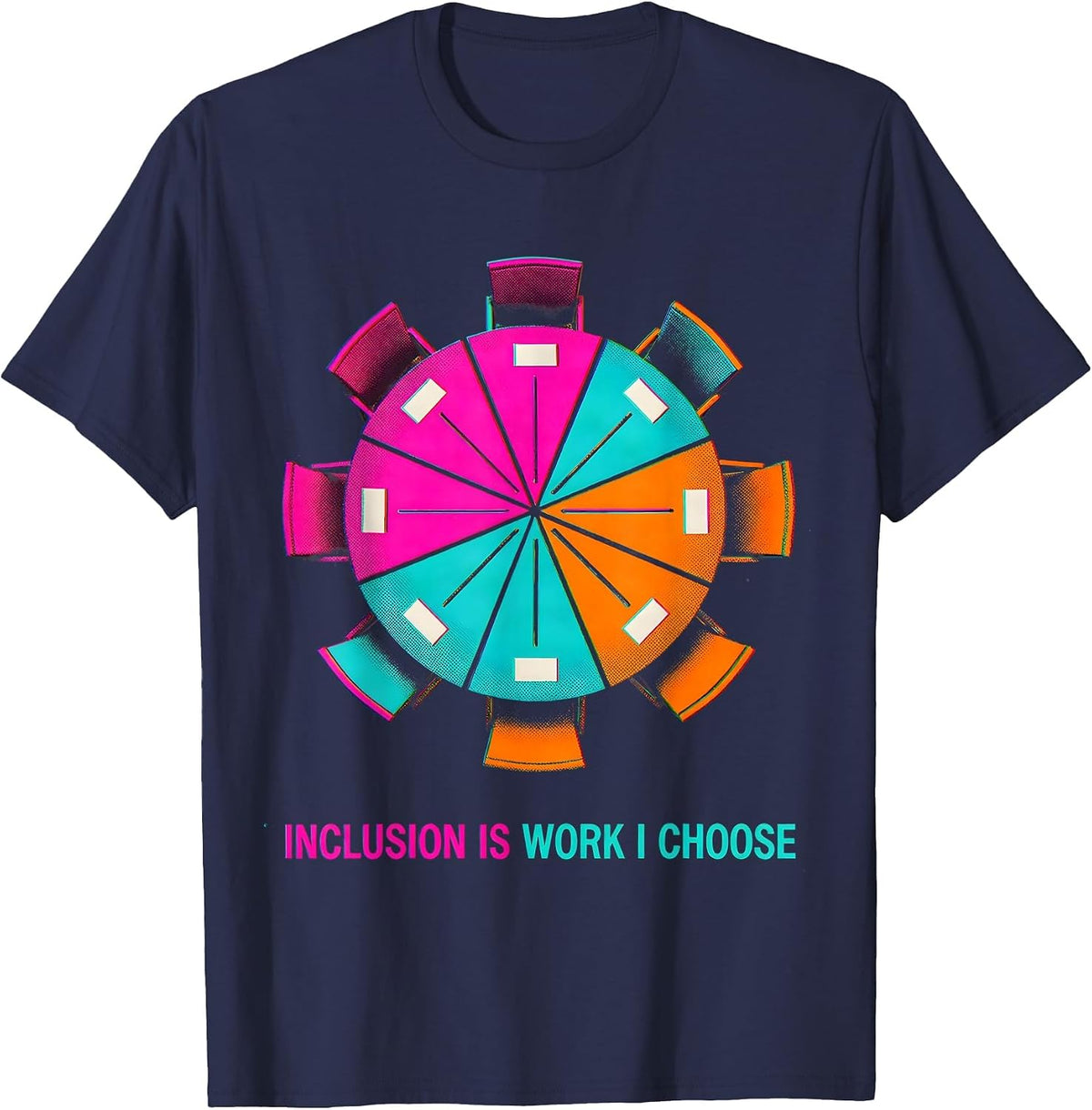 Men's Inclusion Is Work I Choose Risograph SPED Teacher Autism T-Shirt - Navy Blue