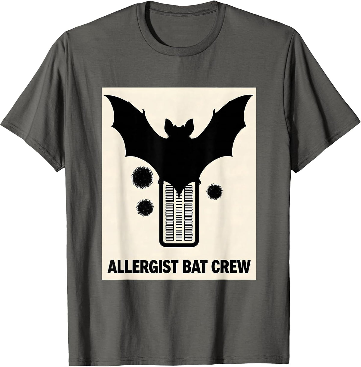 Allergist Bat Crew Funny Halloween Medical Crew Humor T-Shirt - Asphalt Grey
