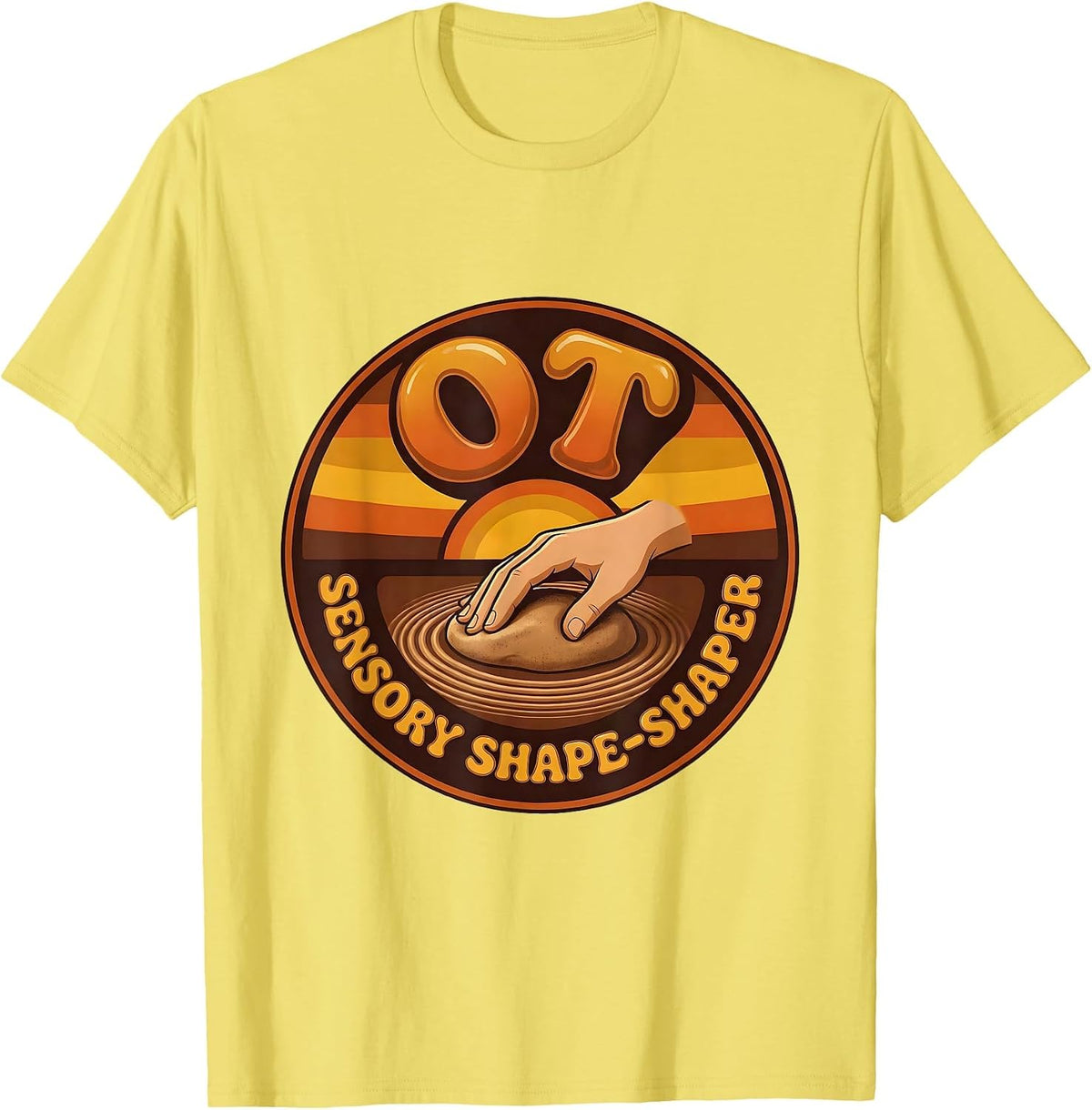 Men's OT Sensory Shape-Shaper Retro Occupational Therapy T-Shirt - Lemon Yellow
