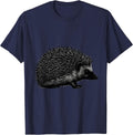 Hedgehog Silhouette Funny Squirrel And Hedgehog Novelty T-Shirt - Navy Blue