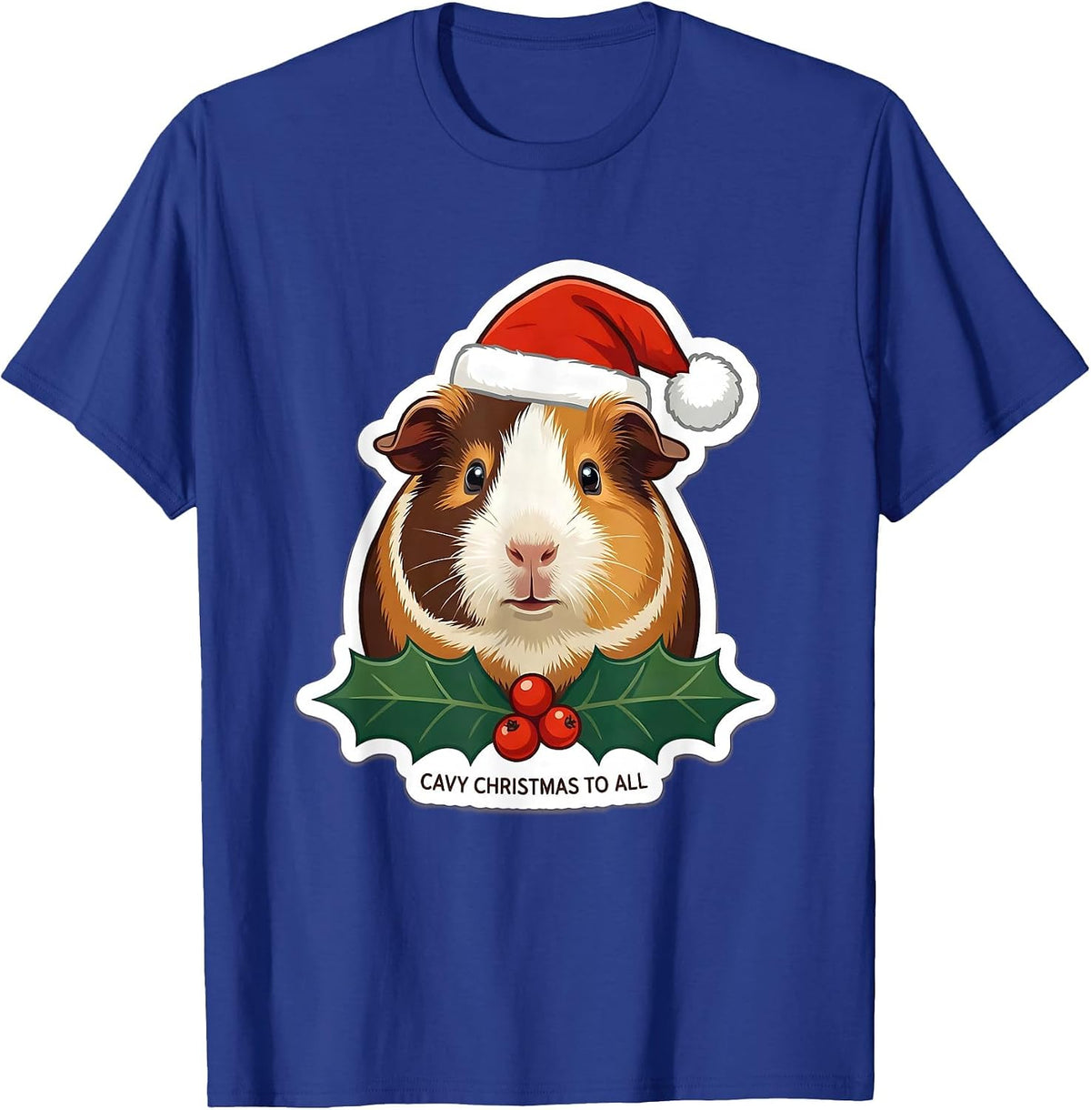 Cavy Christmas To All Funny Guinea Pig Santa Hat Pet Lover T-Shirt - Royal Blue