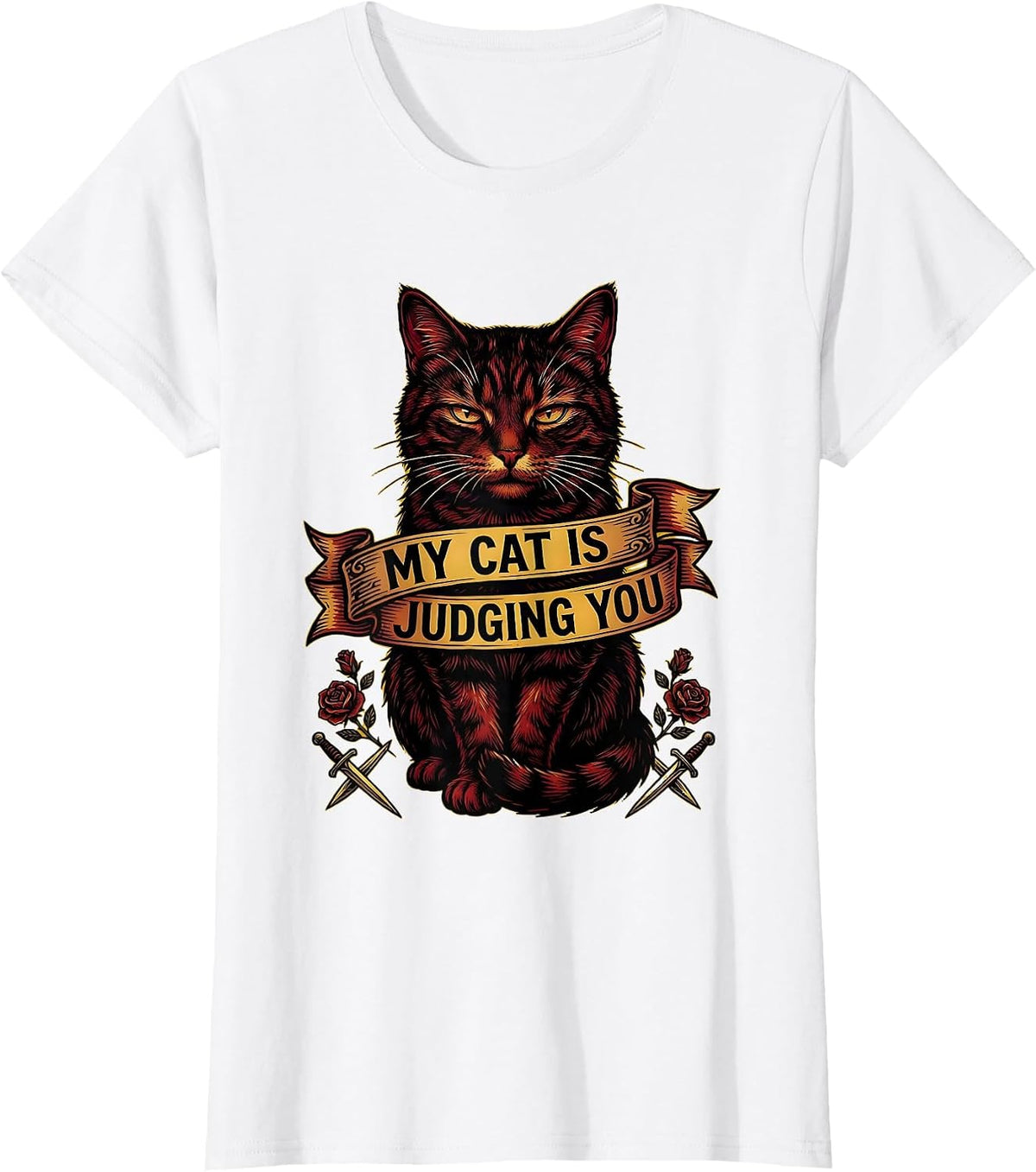 My Cat Is Judging You Funny Cat Lover Design T-Shirt - White