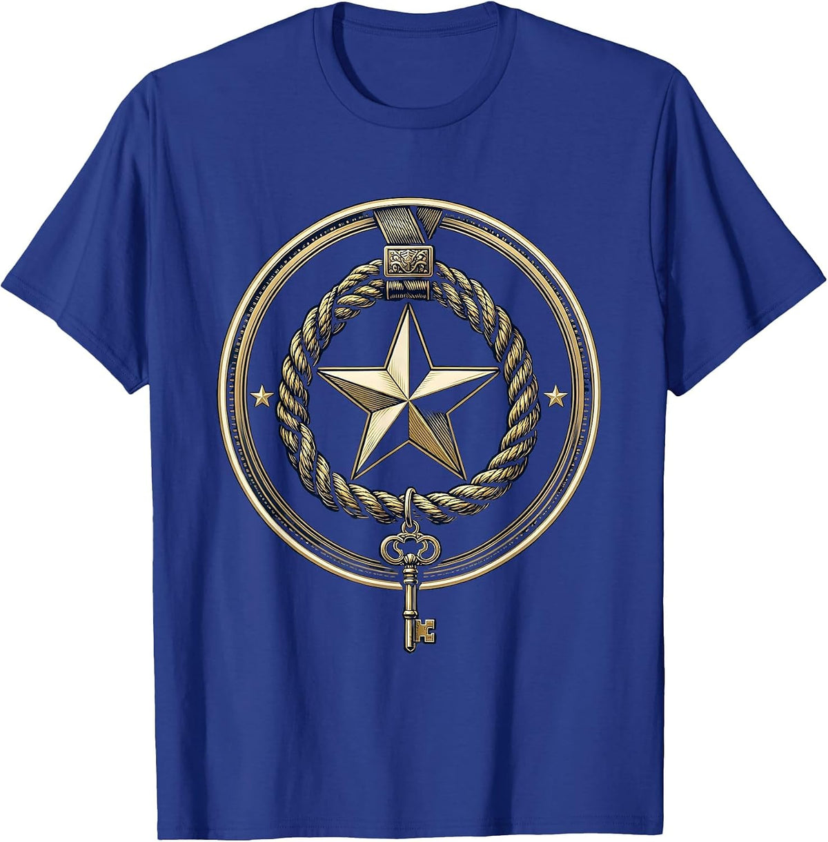 Men's Preschool Teacher Lanyard Keys and Star Graphic T-Shirt - Royal Blue