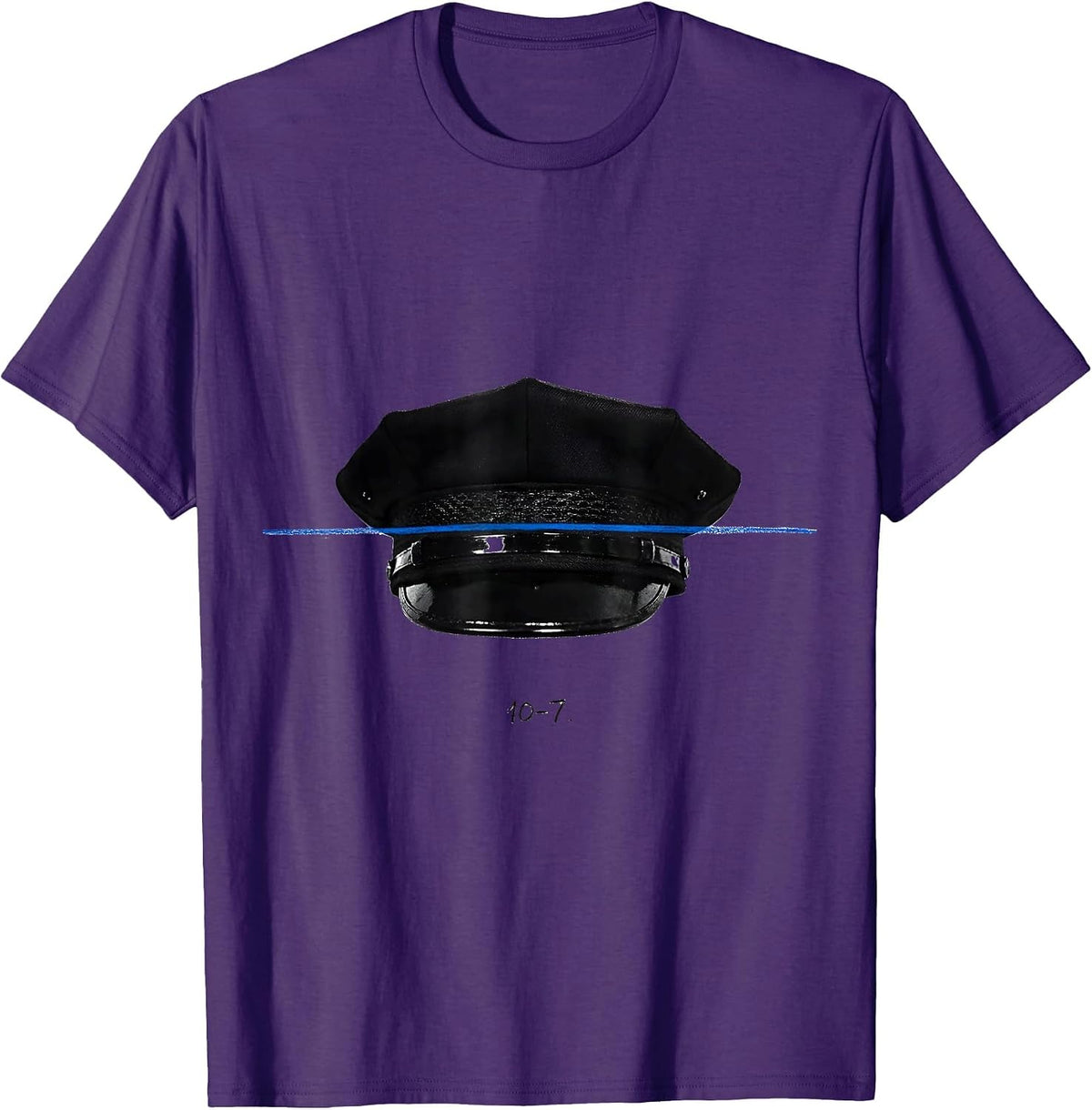 Men's 10-7 Thin Blue Line Police Support Tribute Law Enforcement T-Shirt - Purple