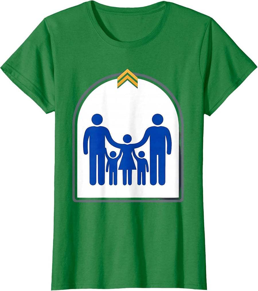 Women's Linked Family Silhouettes Down Syndrome Awareness Support T-Shirt - Kelly Green