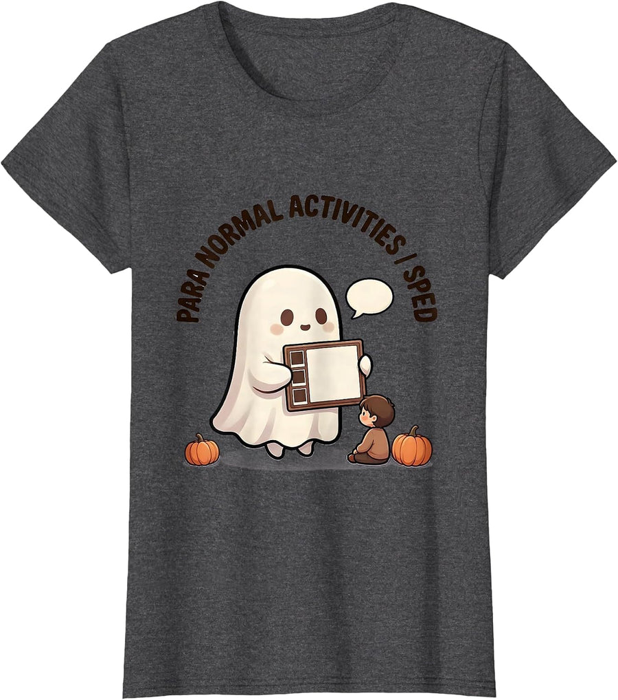 Women's Para Normal Activities SPED Teacher Paraprofessional Ghost T-Shirt - Dark Heather Grey
