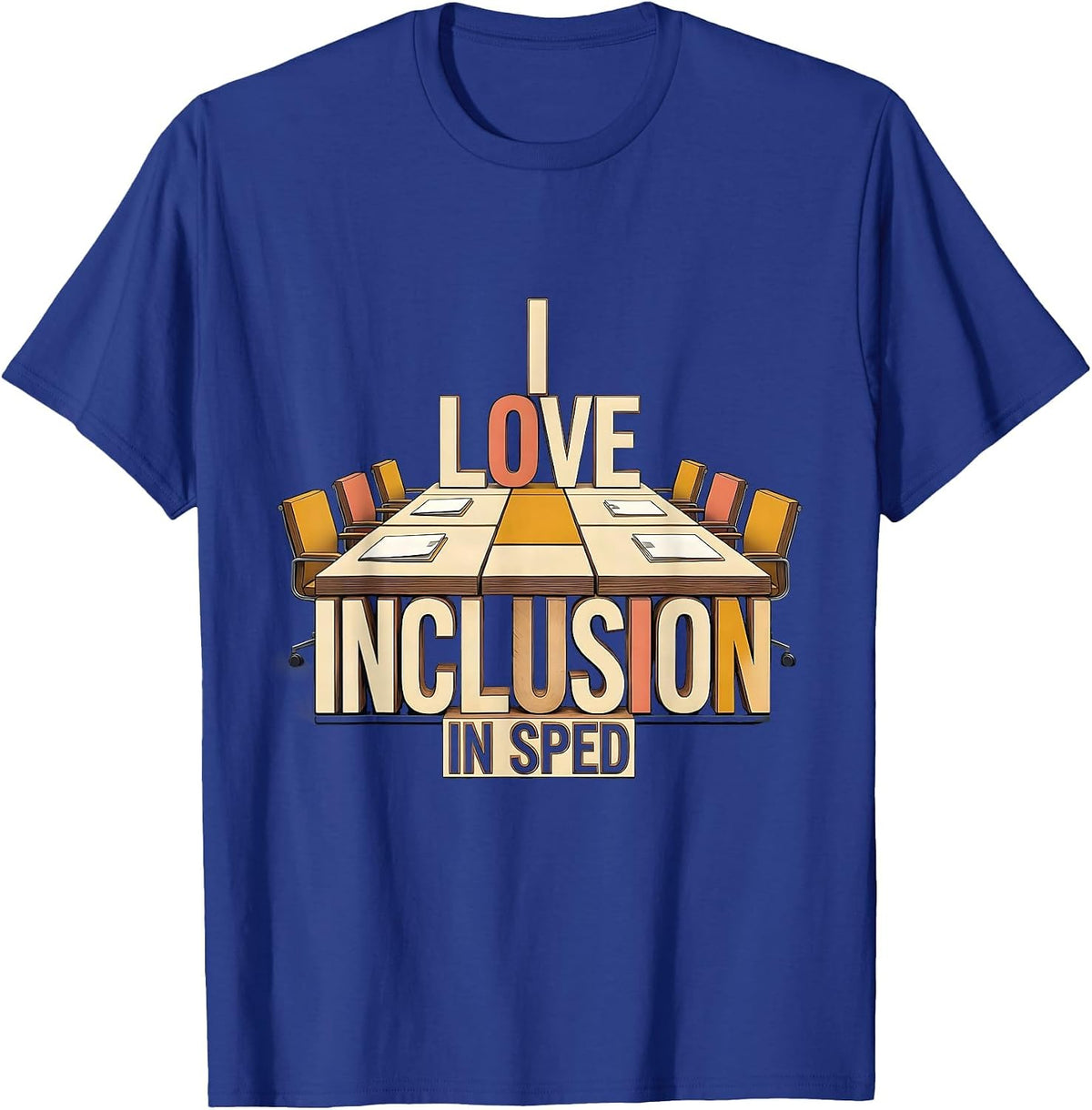 Men's I Love Inclusion In SPED Inspirational Special Education T-Shirt - Royal Blue