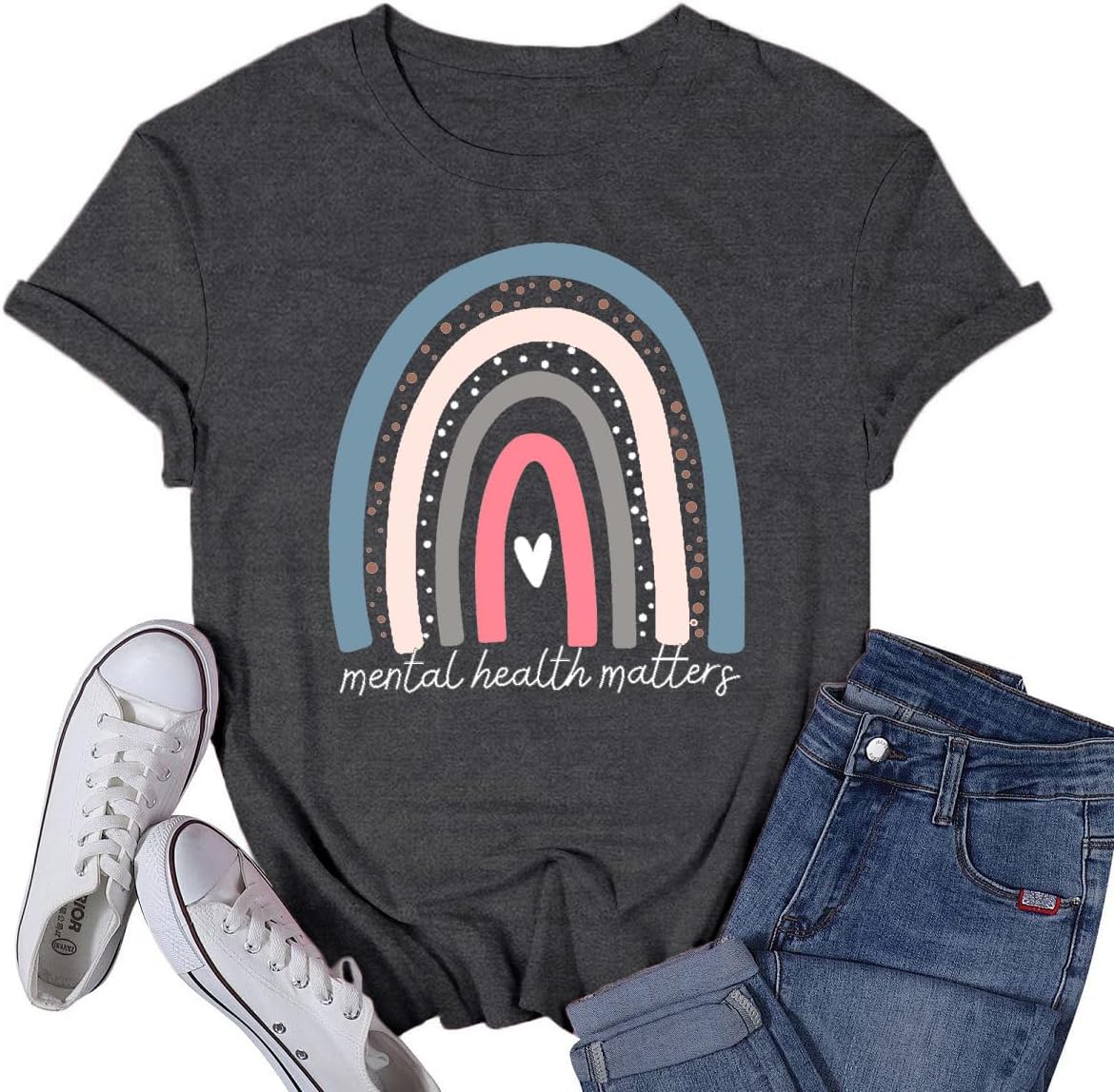 Mental Health Shirts for Women Therapist Psychologist Matters Tshirt Human Brain Illness Tee Tops - Grey