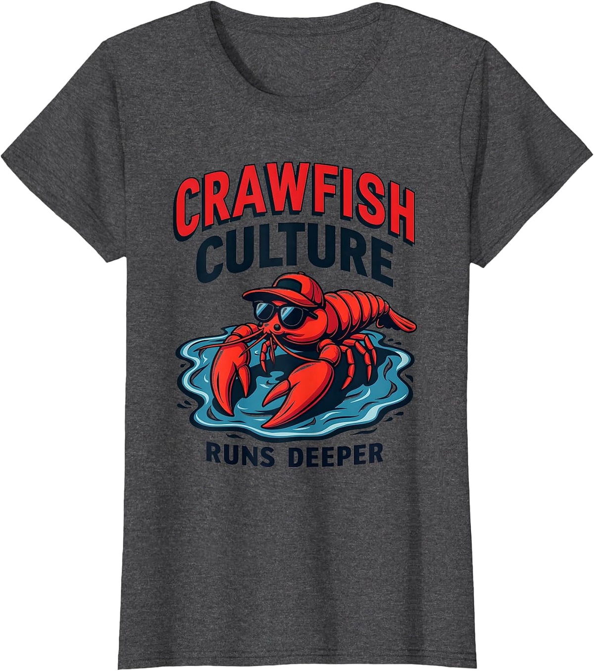 Mademark Crawfish & Seafood T-Shirt - Dark Heather Grey-crawfish Culture Runs Deeper Louisiana