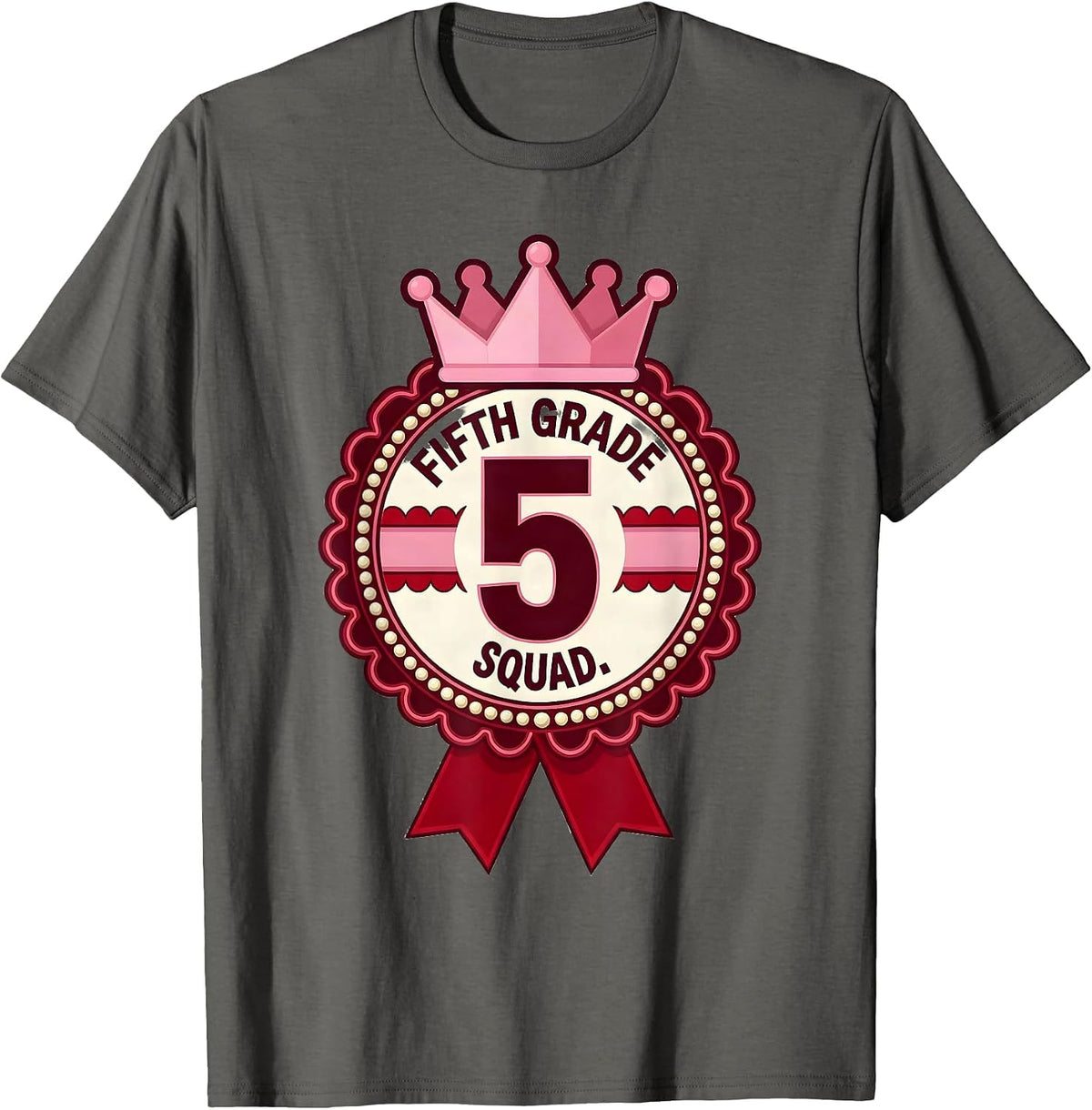 Men's Fifth Grade Squad Coquette Ribbon Back To School Girl T-Shirt - Asphalt Grey