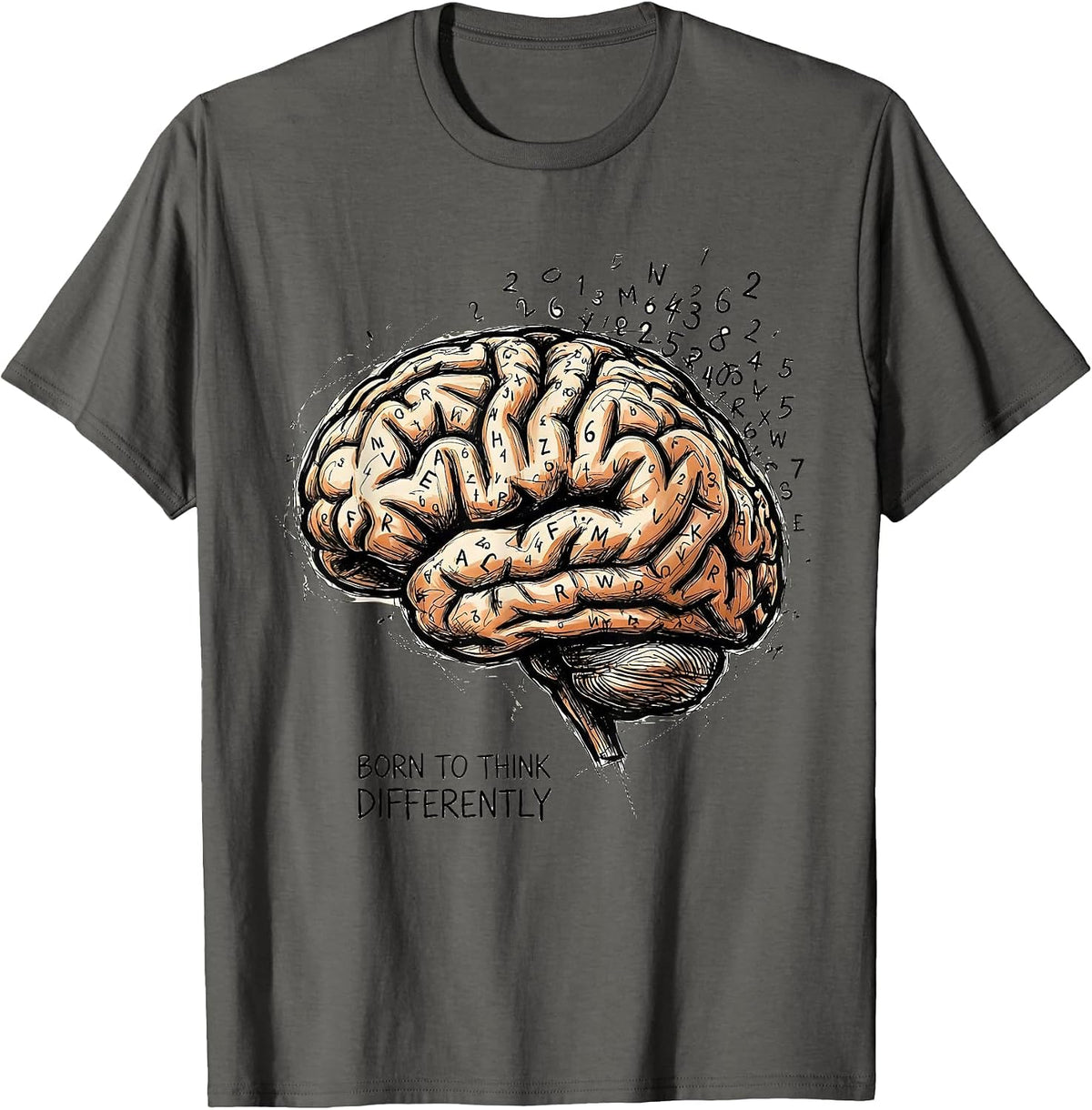 Men's Born to Think Differently Dyslexia Awareness Design T-Shirt - Asphalt Grey