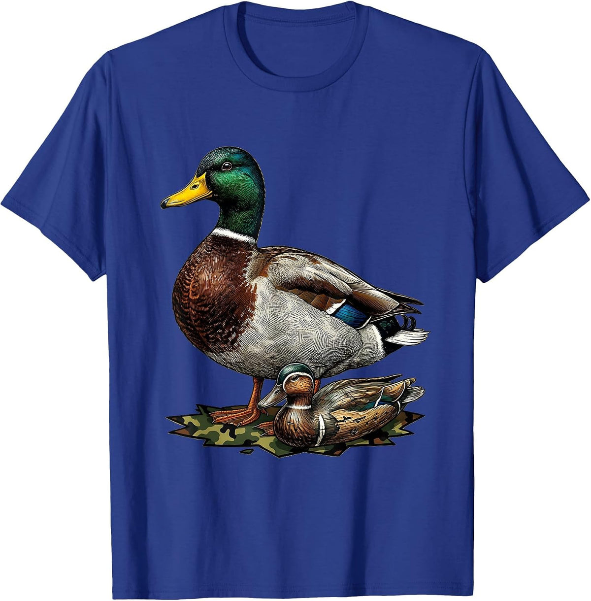 Men's Mallard Drake Waterfowl Hunter Camo Duck Hunting T-Shirt - Royal Blue