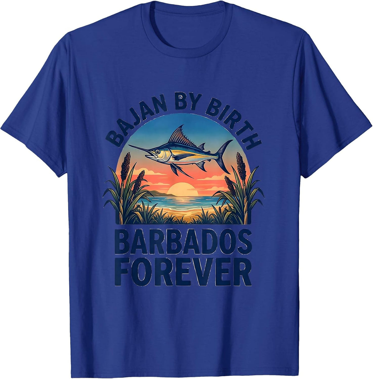 Bajan By Birth Barbados Forever Vintage Caribbean Vacation T-Shirt - Royal Blue