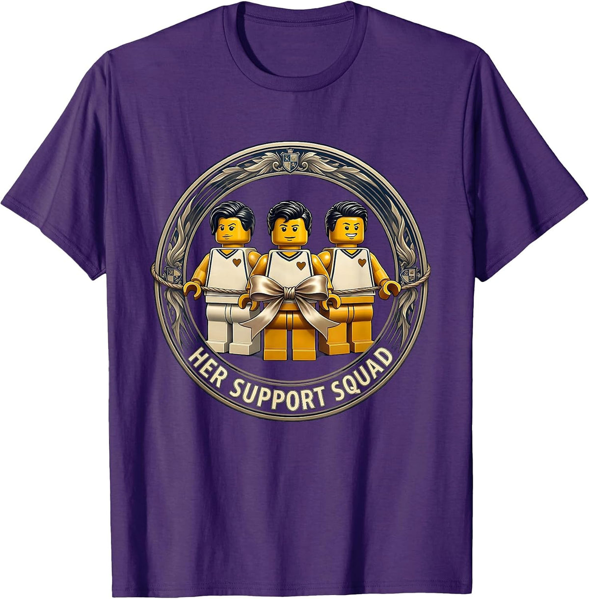 Men's Her Support Squad Down Syndrome Awareness Homie Pride Emblem T-Shirt - Purple