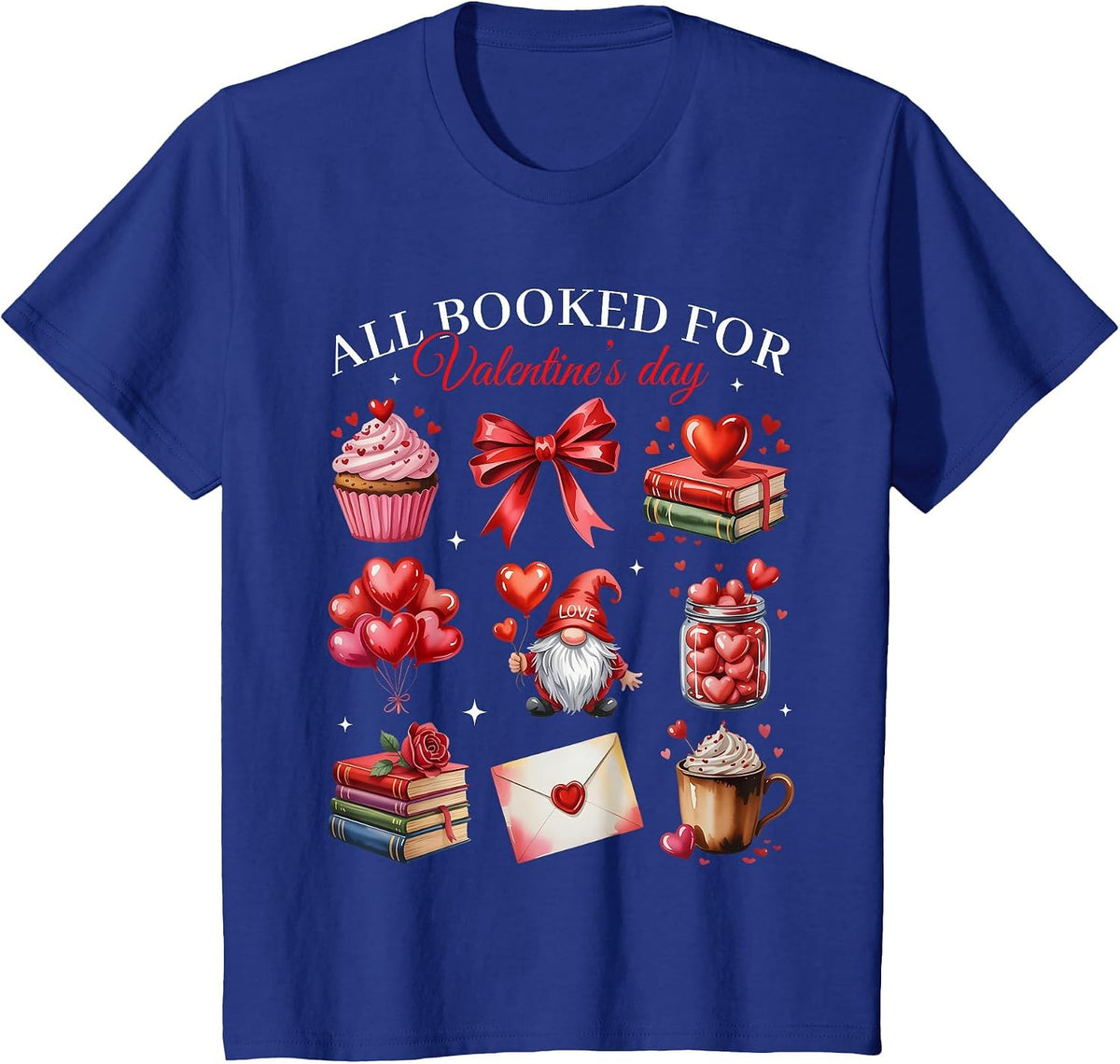 All Booked for Valentine Coquette Bow Girl Women Teacher T-Shirt - Royal Blue