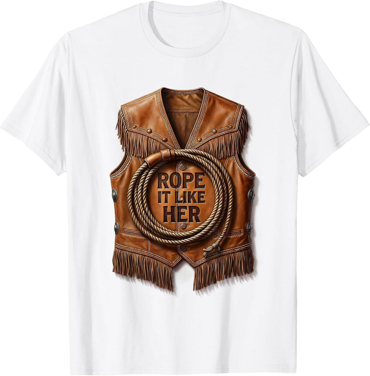 Men's Rope It Like Her Rodeo Cowgirl Design T-Shirt - White