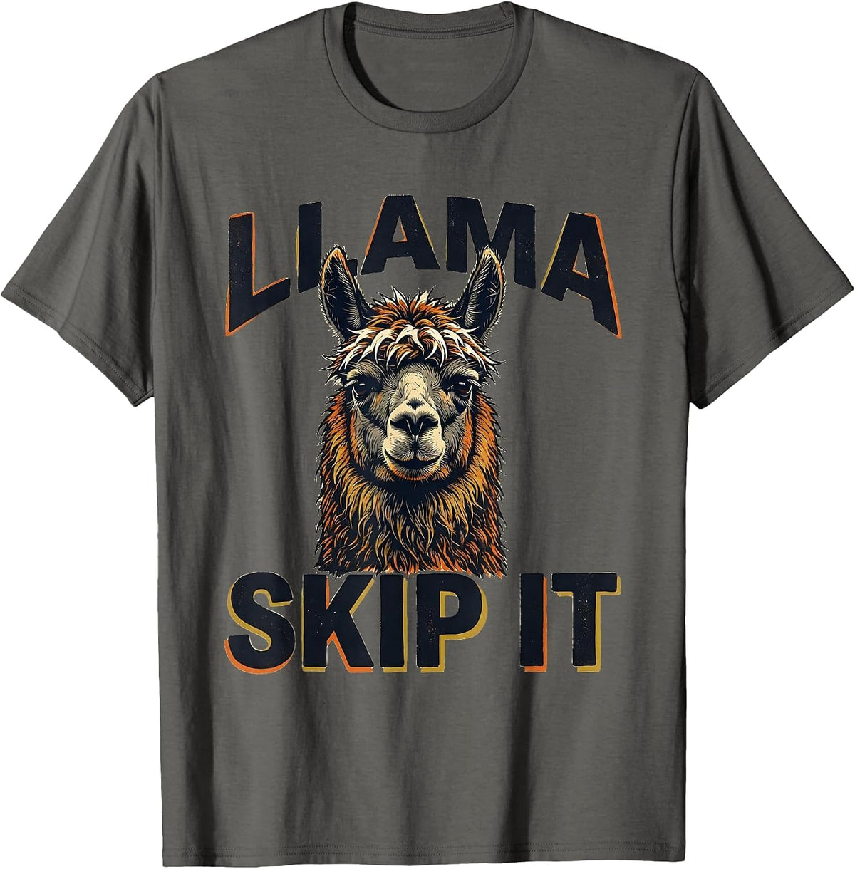 Men's Llama Skip It Funny Llama Lover Animal Humor T-Shirt - Asphalt Grey