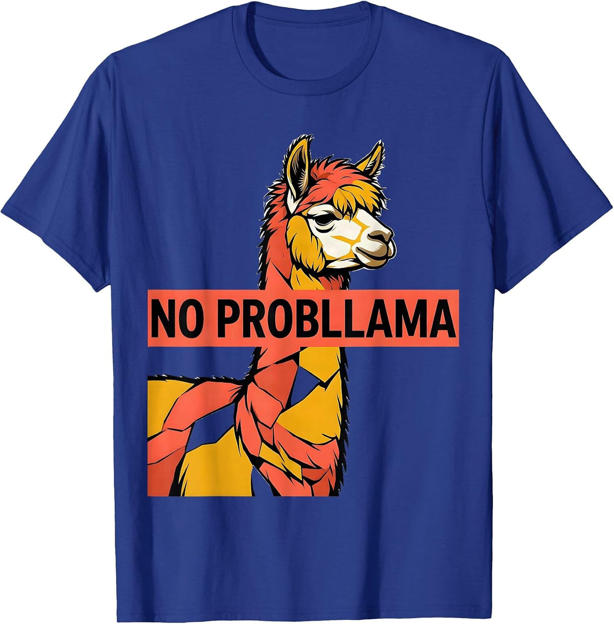 Men's No Probllama Funny Llama Alpaca Humor Casual Gift T-Shirt - Royal Blue