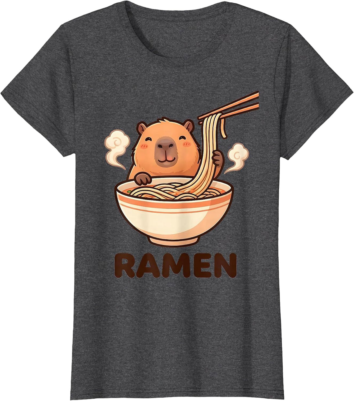 Women's Ramen Cute Capybara Kawaii Animal Anime Food Lover Gift T-Shirt - Dark Heather Grey