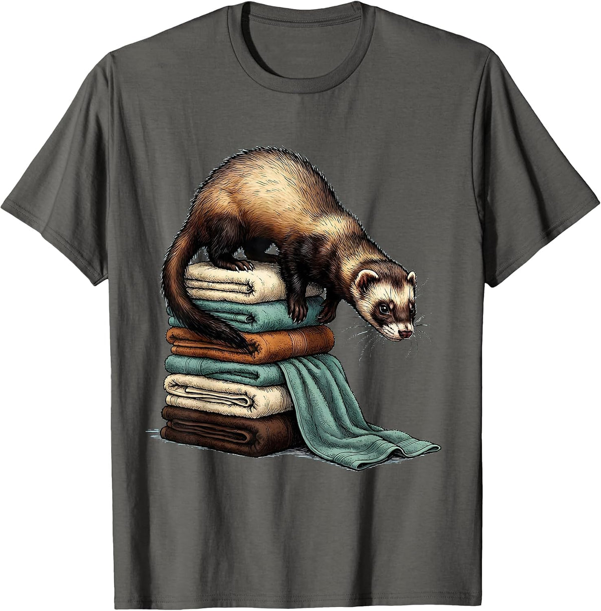 Men's Masked Ferret Breaking Towels Funny Ferret Lover Humor T-Shirt - Asphalt Grey