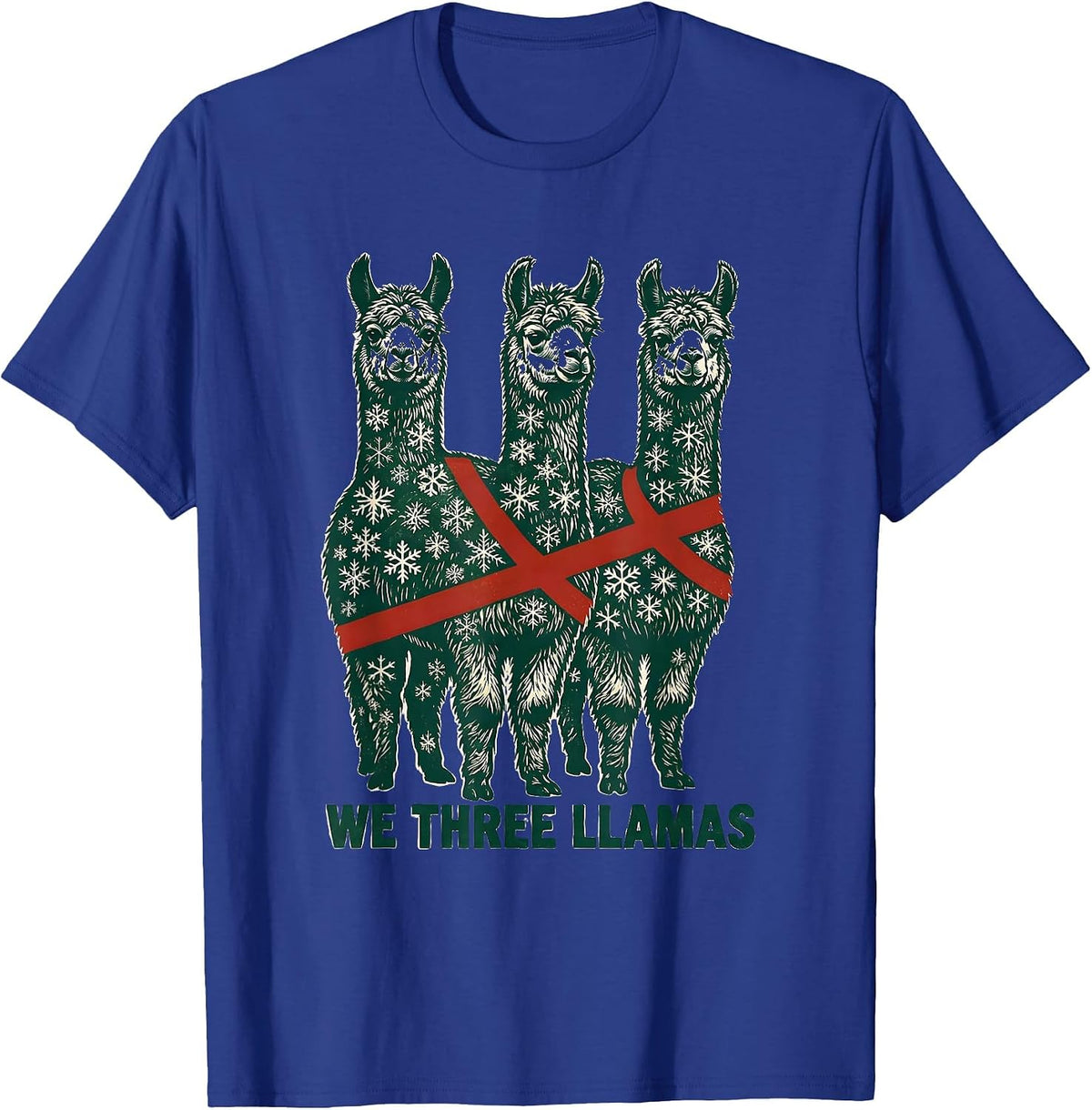 Men's We Three Llamas Funny Christmas Llama Lover Alpaca Pun T-Shirt - Royal Blue