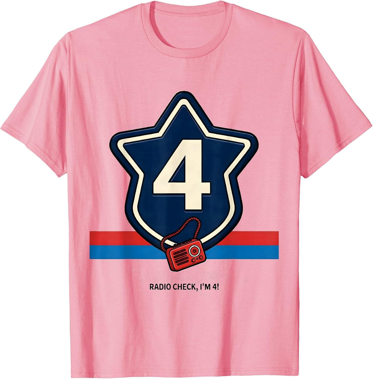 Men's Radio Check, I'm 4! Future Police Officer Kids Costume Play T-Shirt - Pink