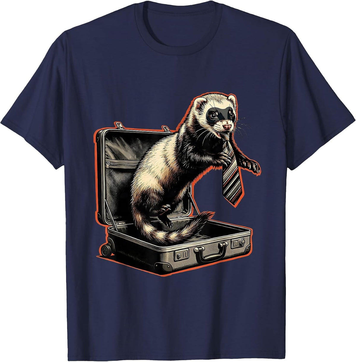 Men's Ferret Suitcase Burst Funny Ferret Lover Gift T-Shirt - Navy Blue