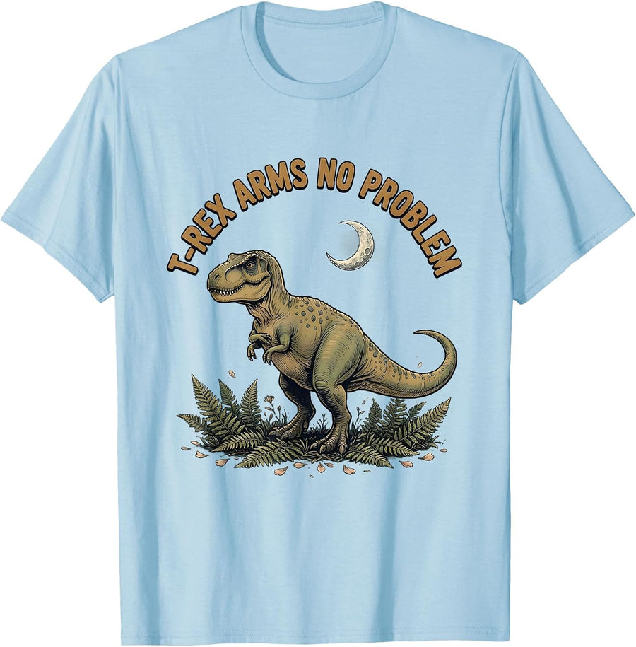 Men's T-Rex Arms No Problem Funny Dinosaur Design T-Shirt - Baby Blue