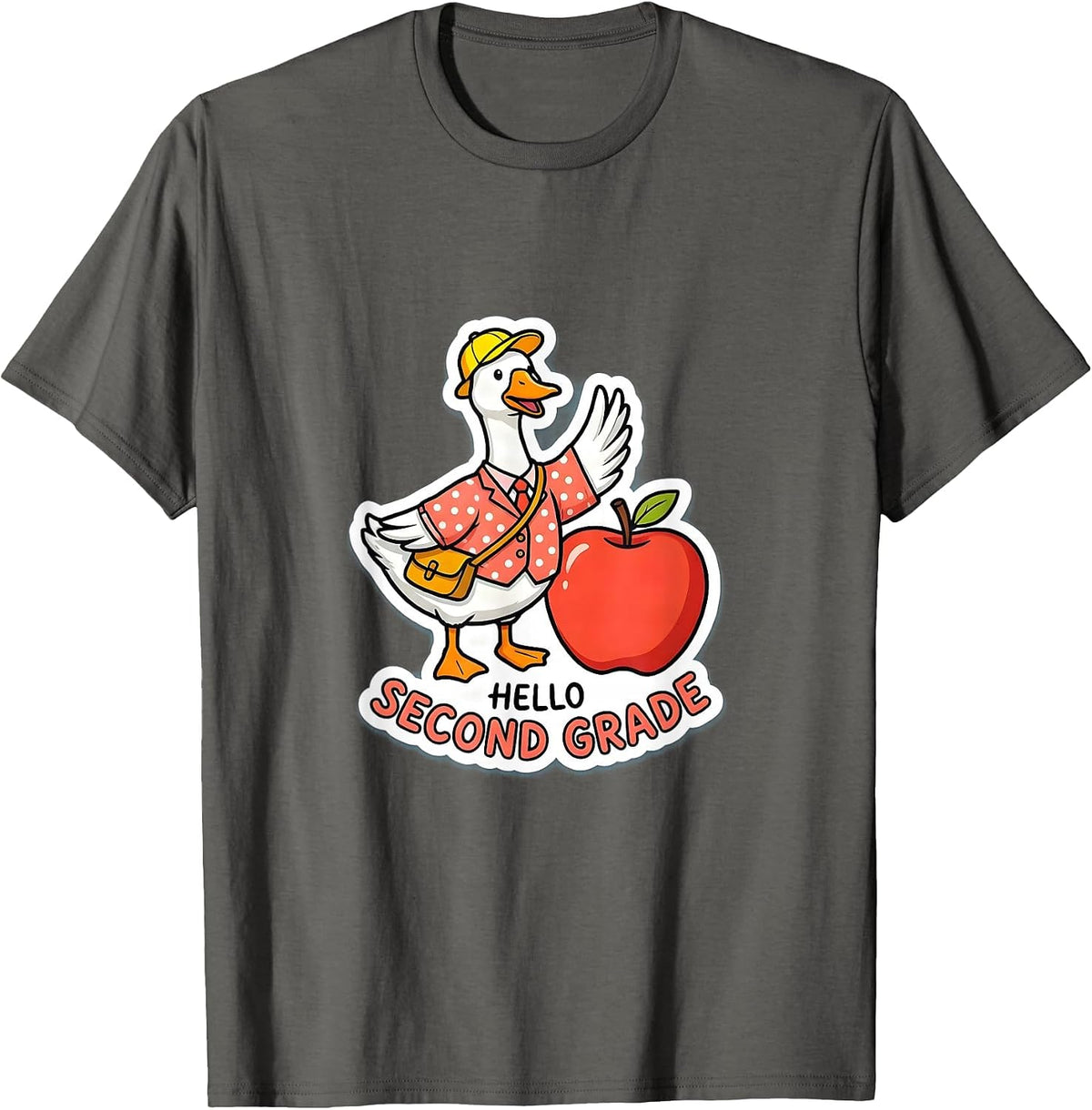 Hello Second Grade Silly Goose 2nd Grade Student Girls Kids T-Shirt - Asphalt Grey