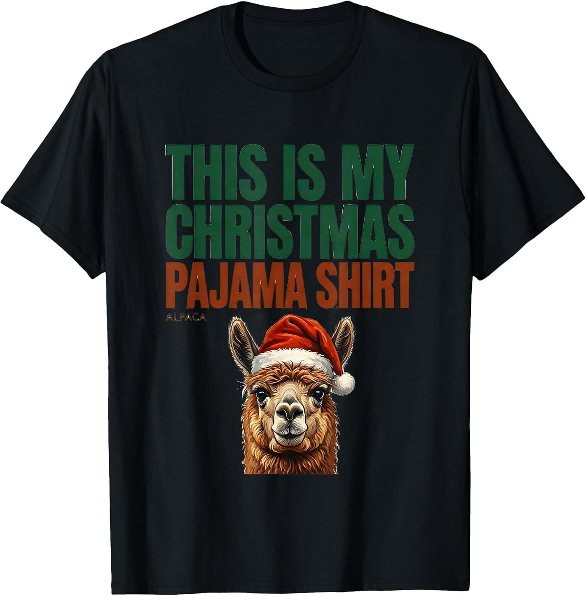 Men's This Is My Christmas Pajama Shirt Alpaca Funny Animal Lover T-Shirt - Black